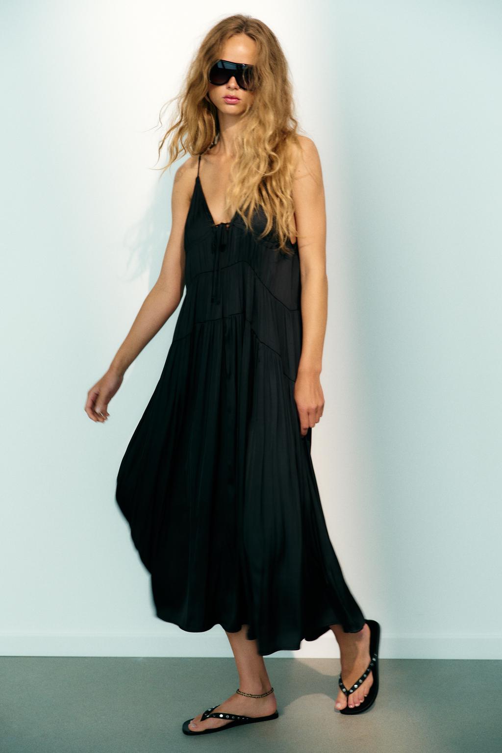 Long Gathered Satin Dress
