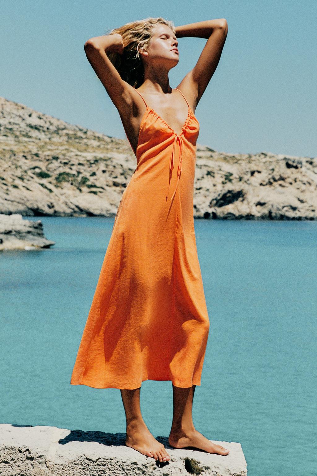 Flowing Tie Midi Dress