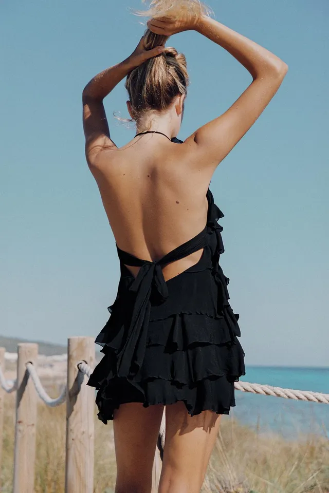 Ruffled Halter Mini Dress – image 4