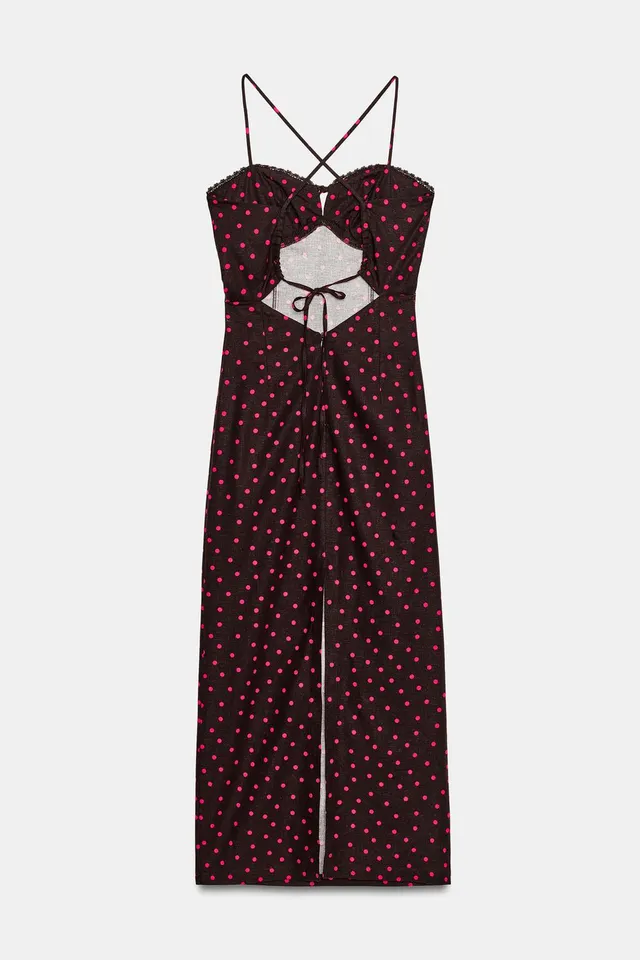 Linen Blend Polka Dot Midi Dress – image 8