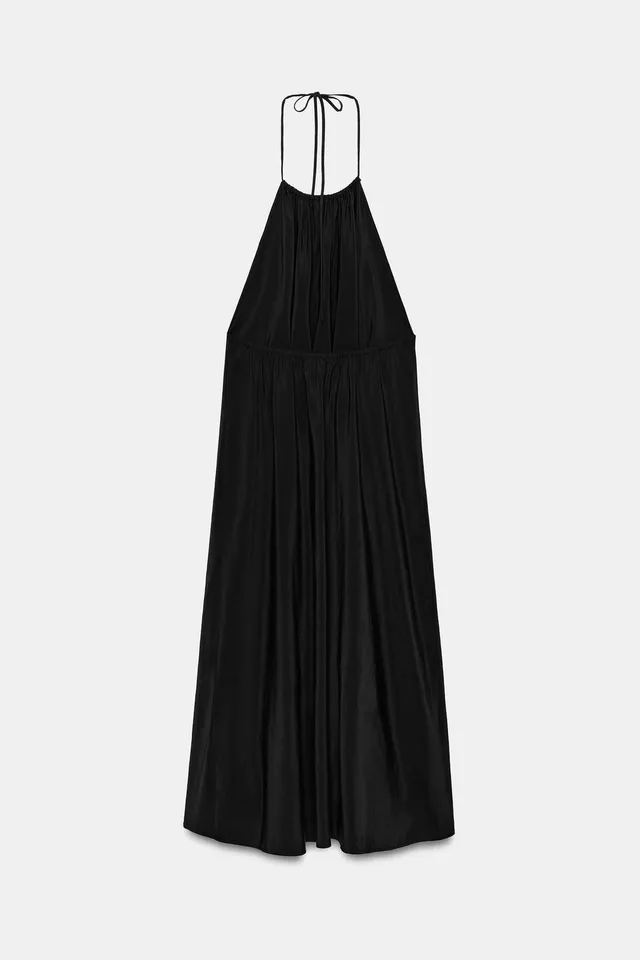 Midi Halter Neck Open Back Flowing Dress with Tie Fastening – image 6