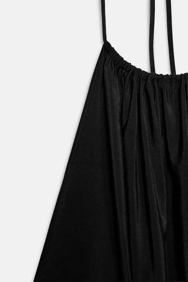 Midi Halter Neck Open Back Flowing Dress with Tie Fastening – image 7