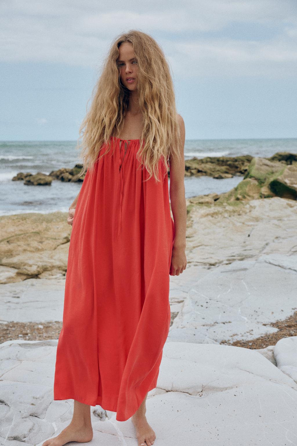 Flowy Midi Dress with Tie