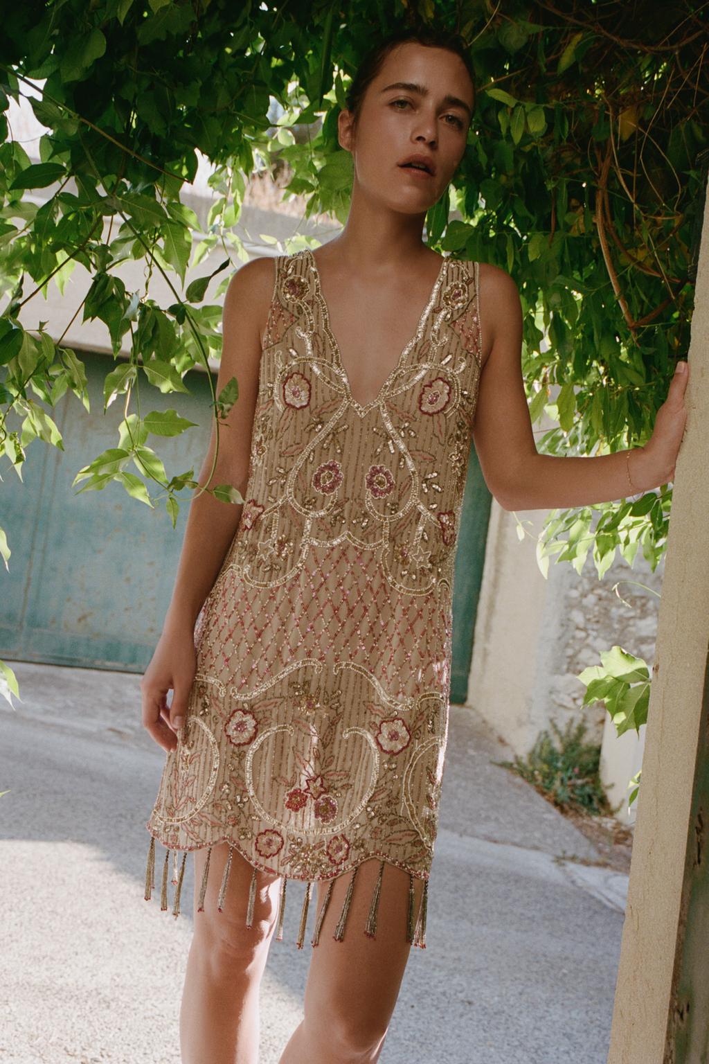 Beaded Sequin Fringe Dress