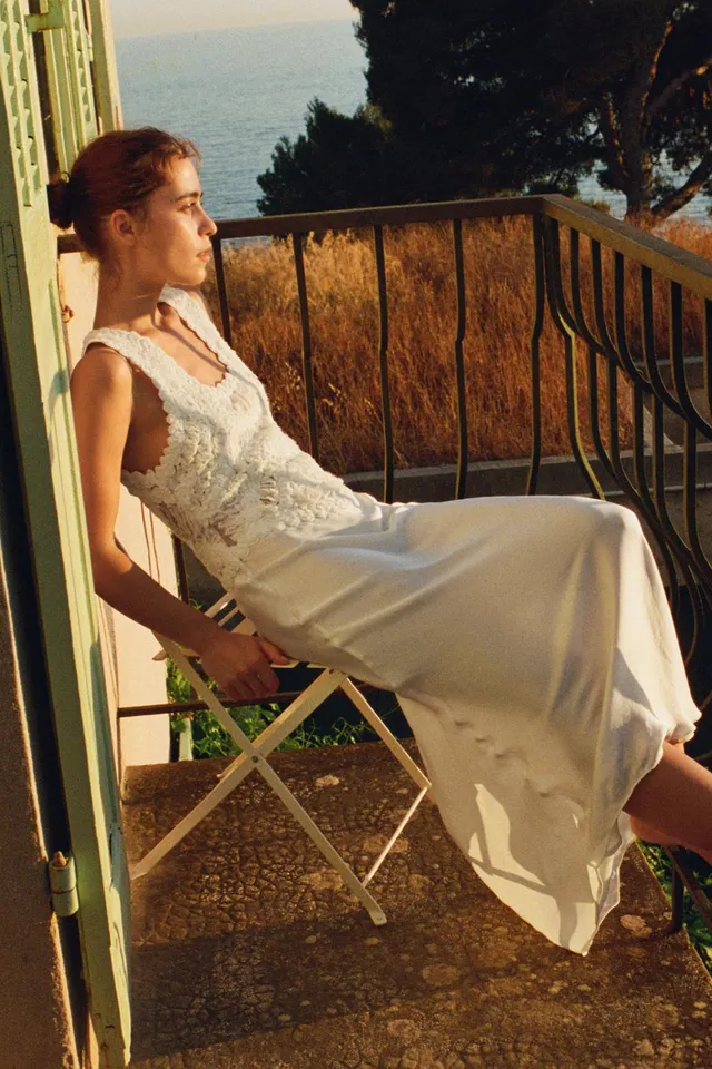 Long Viscose Crochet Dress with Square Neck and Adjustable Straps – image 4