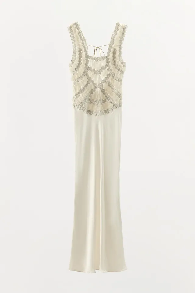 Long Viscose Crochet Dress with Square Neck and Adjustable Straps – image 8