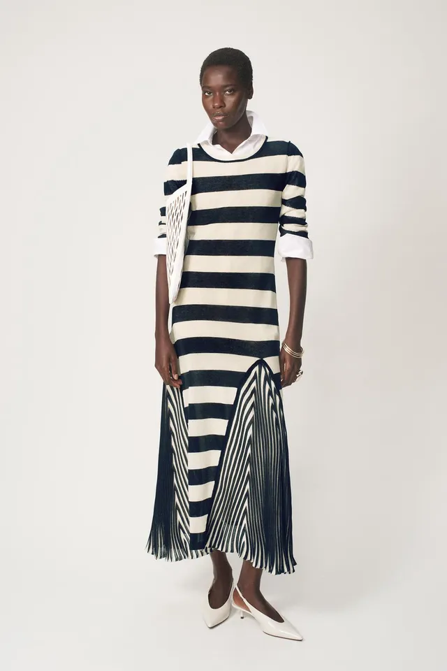 Zara Woman Collection Striped A-Line Dress with Long Sleeves – image 2