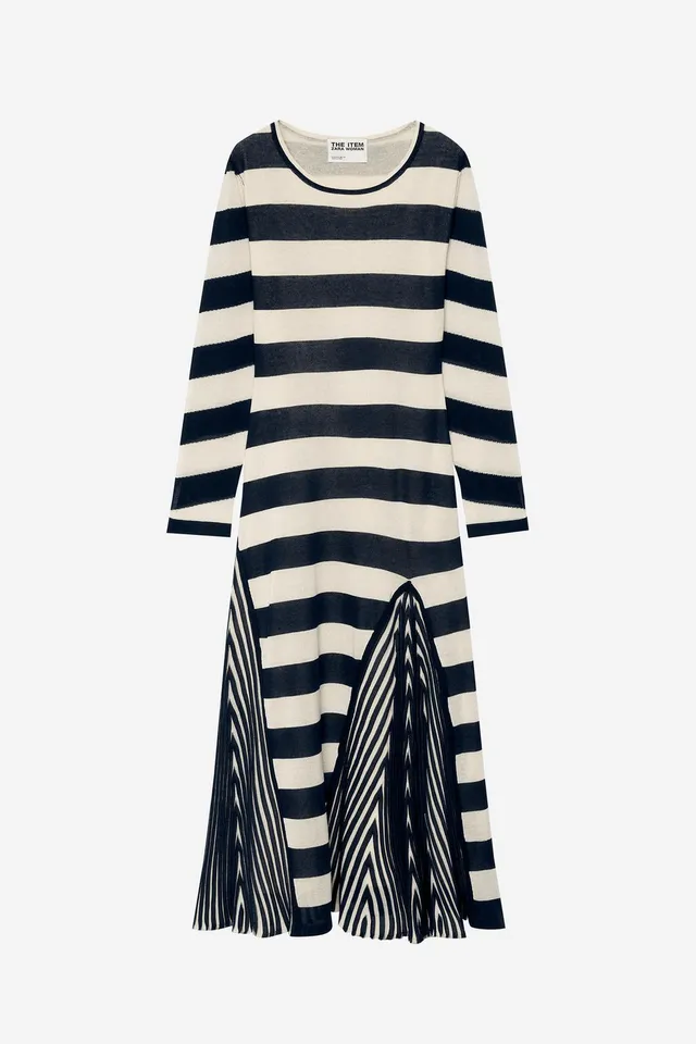 Zara Woman Collection Striped A-Line Dress with Long Sleeves – image 7