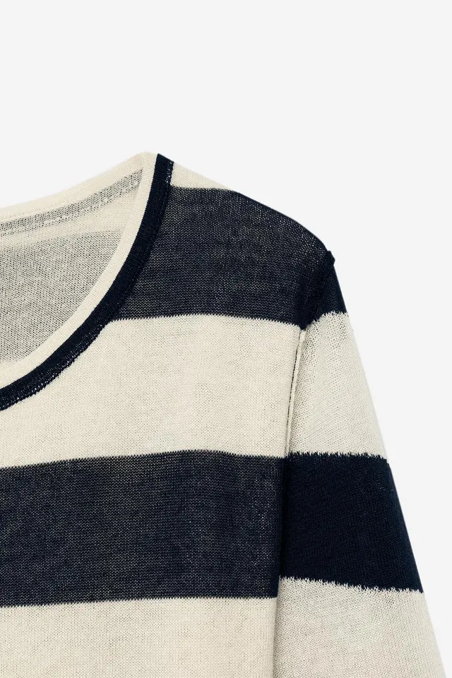 Zara Woman Collection Striped A-Line Dress with Long Sleeves – image 9