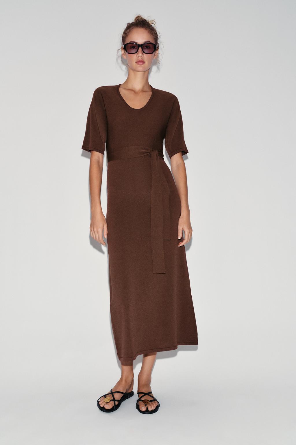 Knit Belted Midi Dress