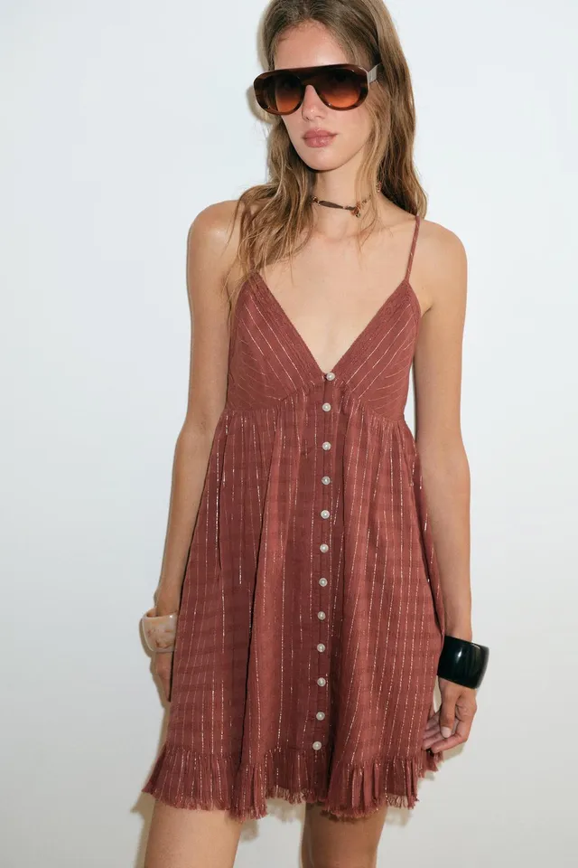 Metallic Thread Striped Mini Dress – image 4