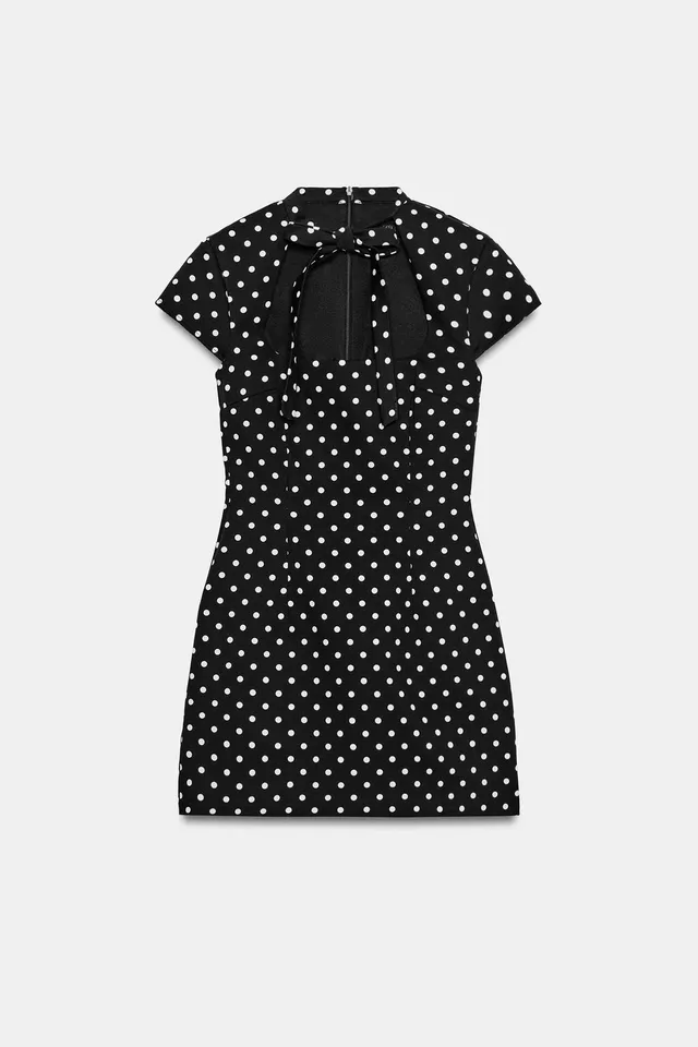 Polka Dot Tie Short Dress – image 5