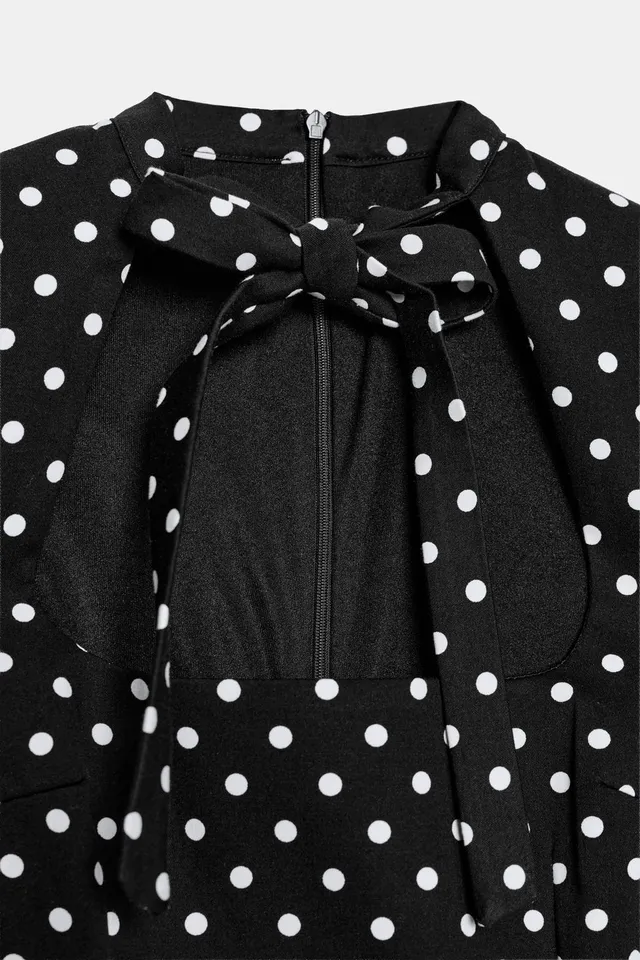 Polka Dot Tie Short Dress – image 7