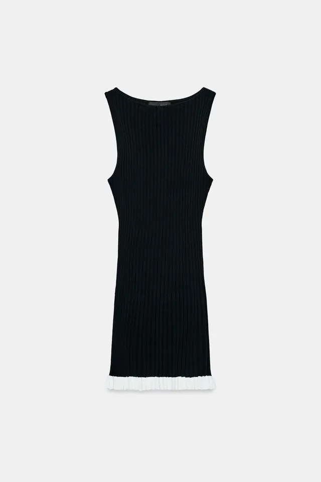 Women's Short Ribbed Knit Boat Neck Dress – image 5