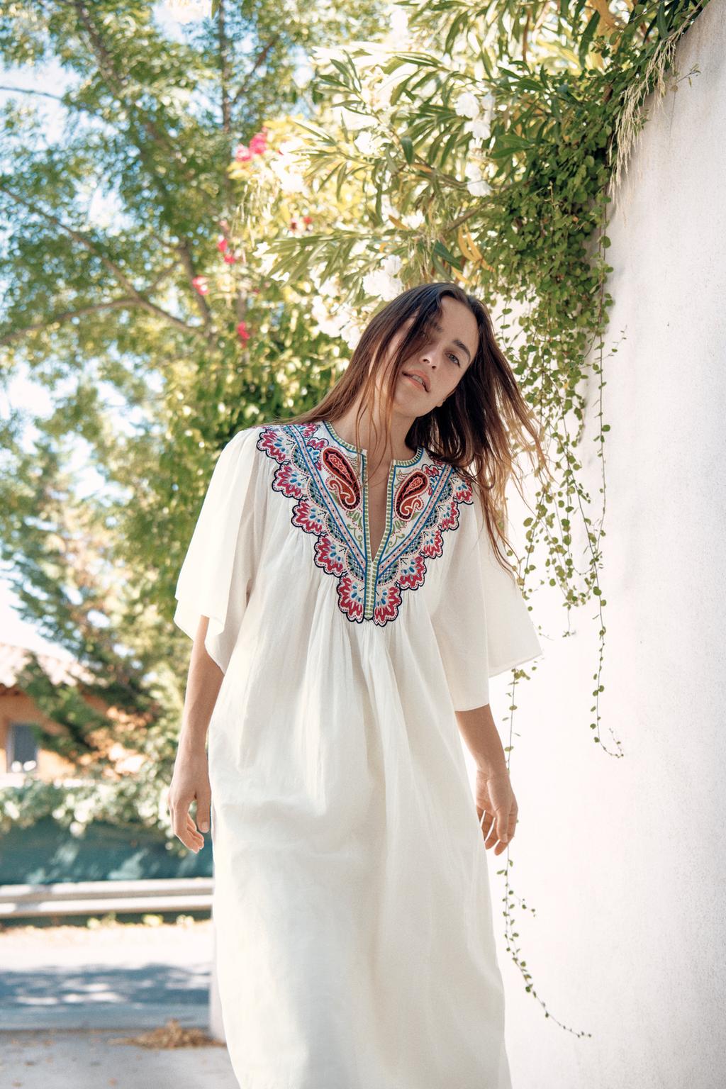 Embroidered Midi Dress