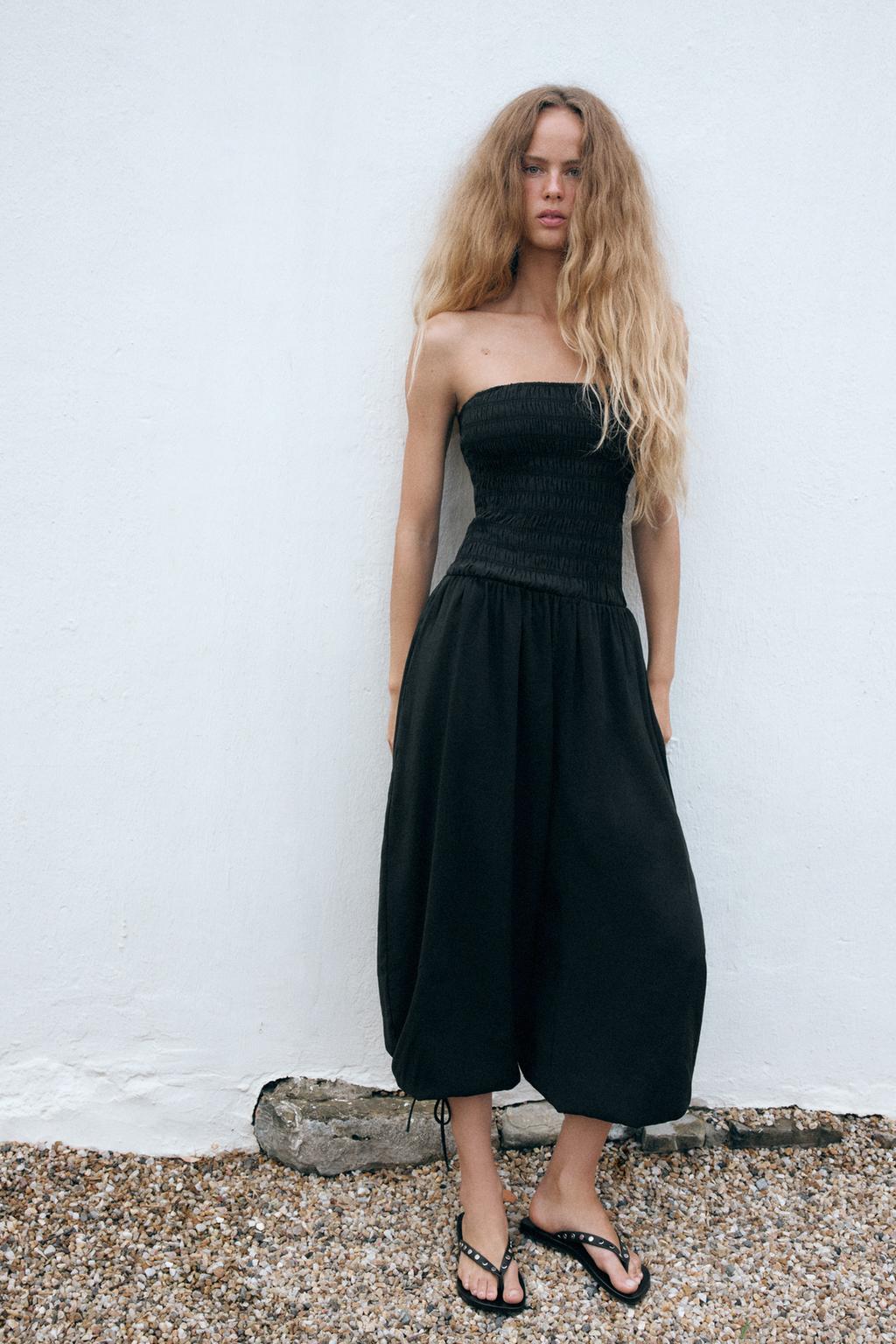 GATHERED STRAPLESS JUMPSUIT