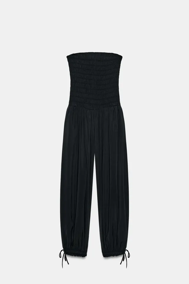 Strapless Jumpsuit with Gathered Detail and Adjustable Tie-Up Hem – image 5