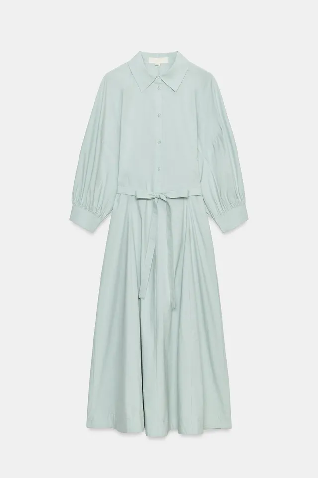 Midi Shirt Dress with Puff Sleeves and Elasticated Back Waist – image 6