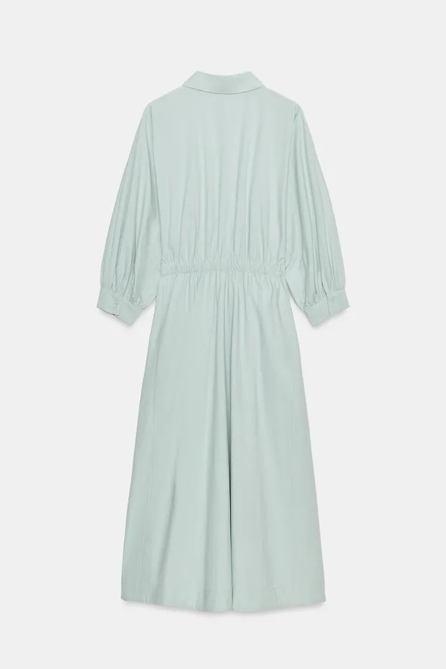 Midi Shirt Dress with Puff Sleeves and Elasticated Back Waist – image 7