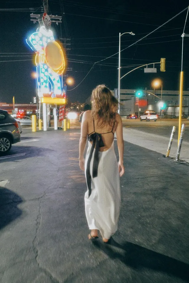 Long Camisole Dress with Scarf Print and Adjustable Straps – image 4