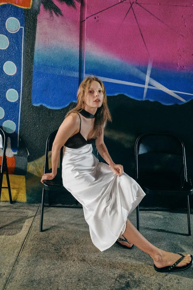 Long Camisole Dress with Scarf Print and Adjustable Straps – image 6