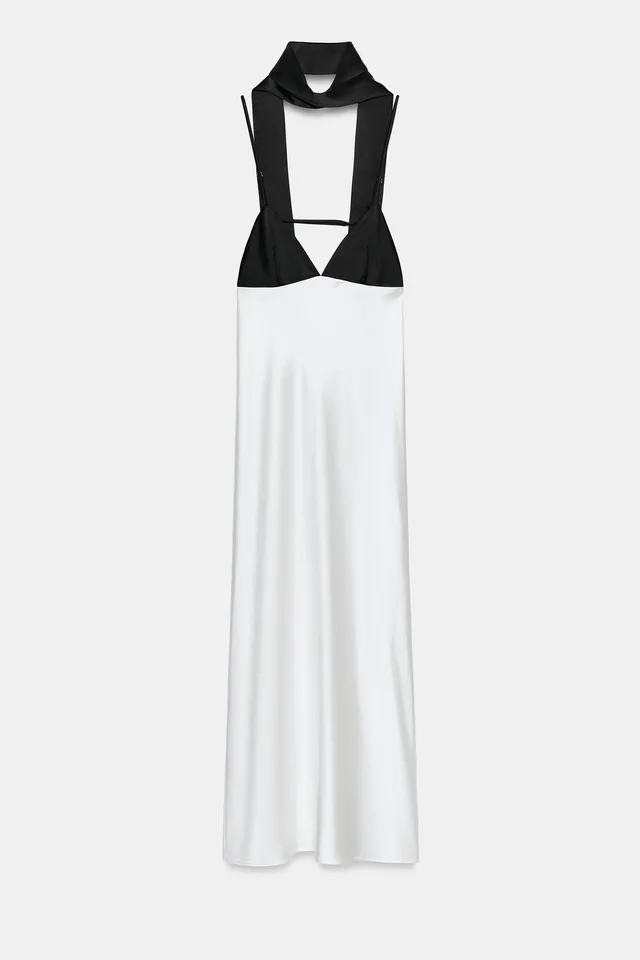Long Camisole Dress with Scarf Print and Adjustable Straps – image 8