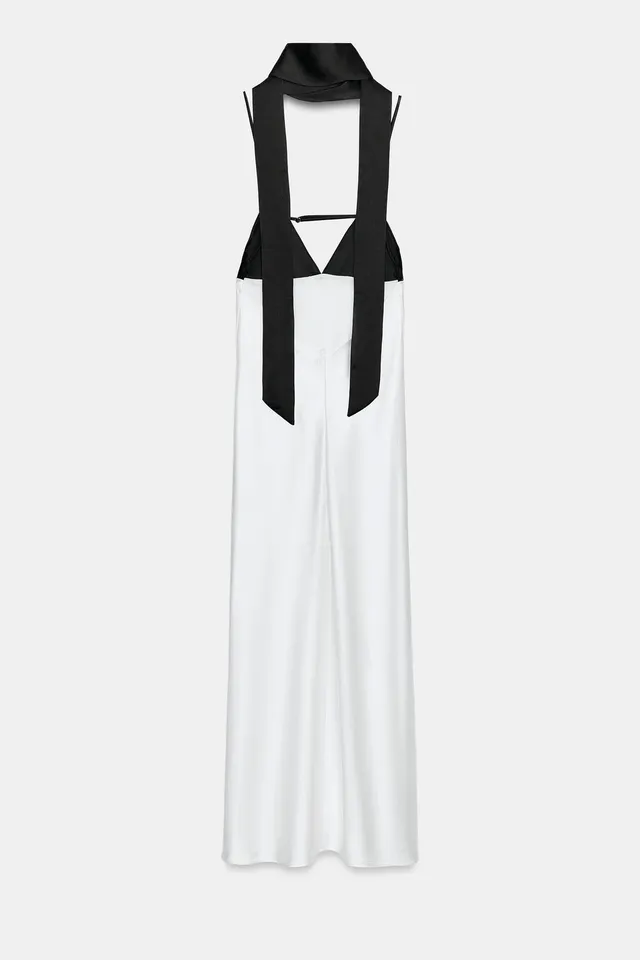 Long Camisole Dress with Scarf Print and Adjustable Straps – image 9