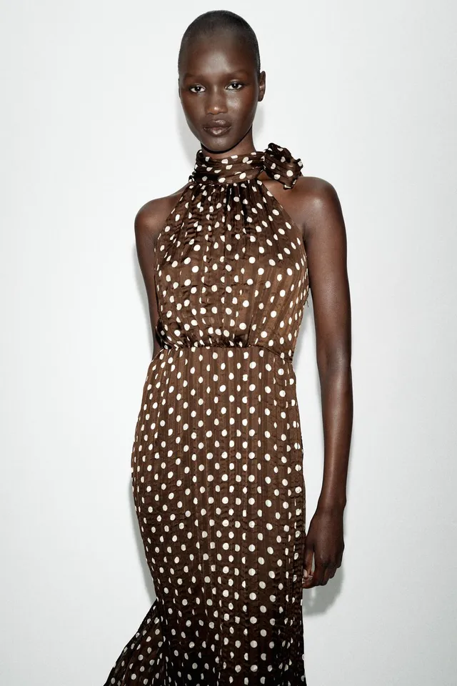 Polka Dot Midi Dress with Bow Detail – image 2