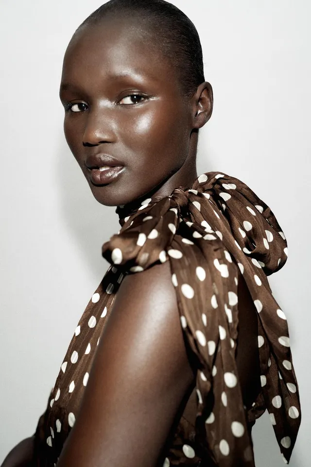 Polka Dot Midi Dress with Bow Detail – image 4