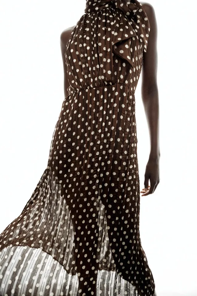 Polka Dot Midi Dress with Bow Detail – image 6