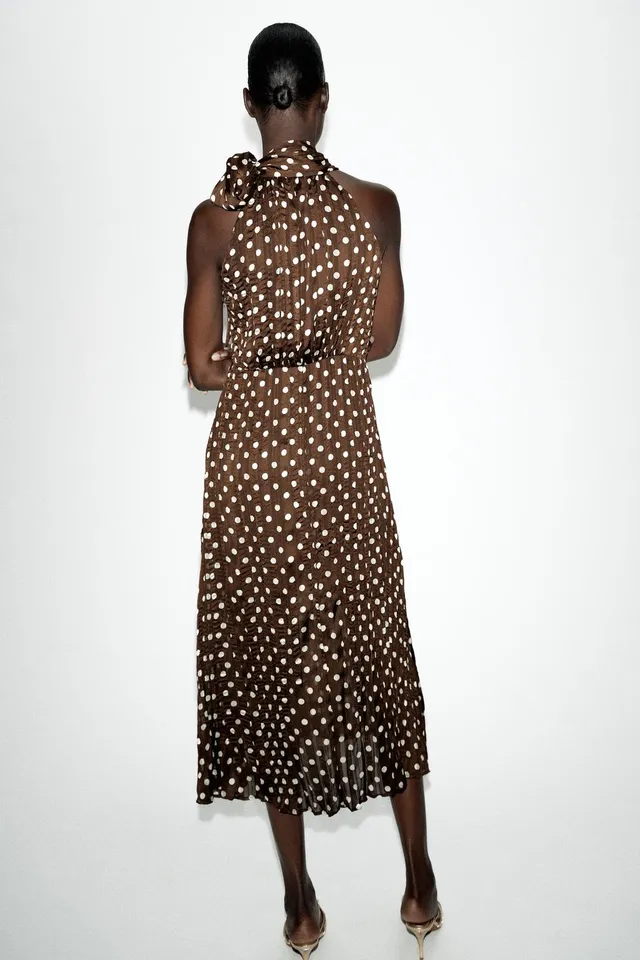 Polka Dot Midi Dress with Bow Detail – image 7