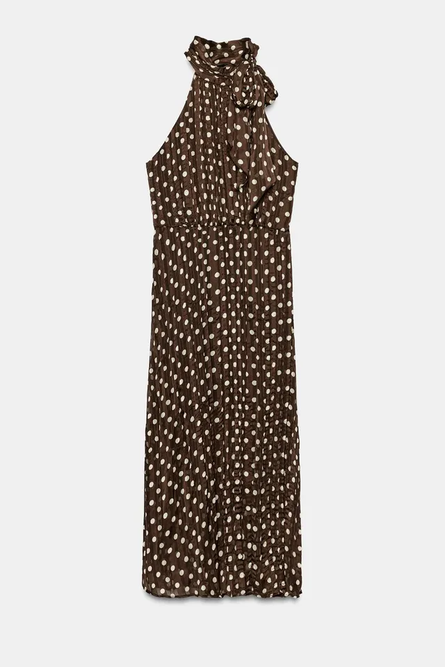 Polka Dot Midi Dress with Bow Detail – image 8