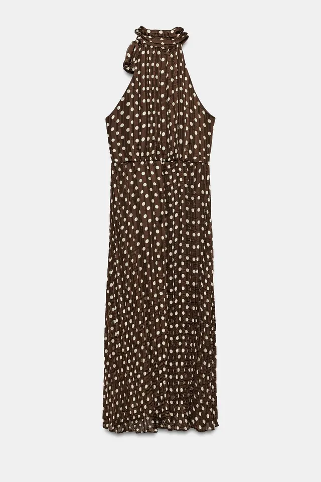 Polka Dot Midi Dress with Bow Detail – image 9