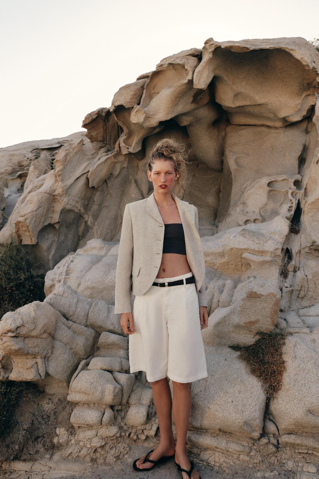 Straight Linen Blend Blazer