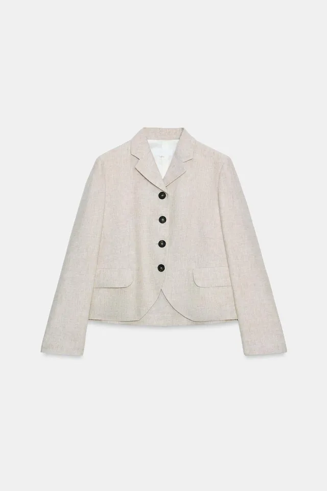 BLAZER مستقيم ببنسات من الكتان – صورة 8