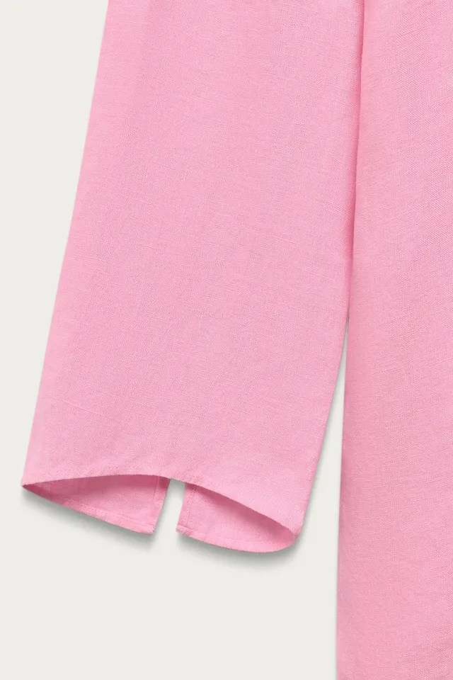 Linen Tunic Dress with V-Neck and Long Sleeves – image 5