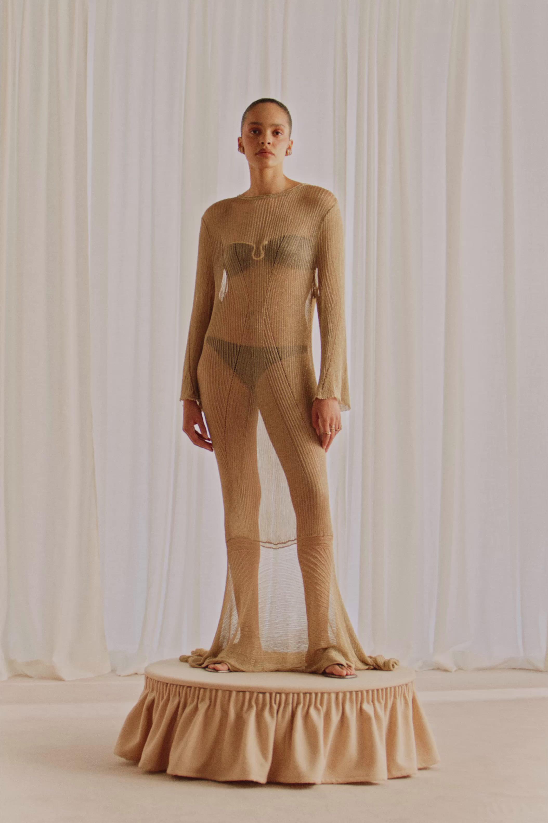 MARISA BERENSON X ZARA Metallic Knit Long Dress
