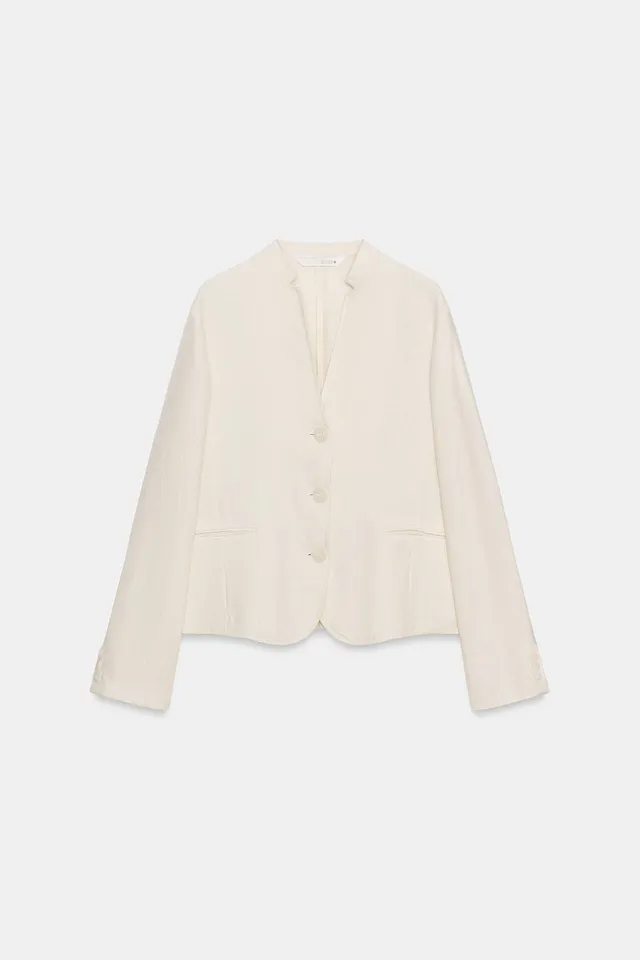 100% Linen Blazer with Faux Welt Pockets and Matching Buttons – image 6