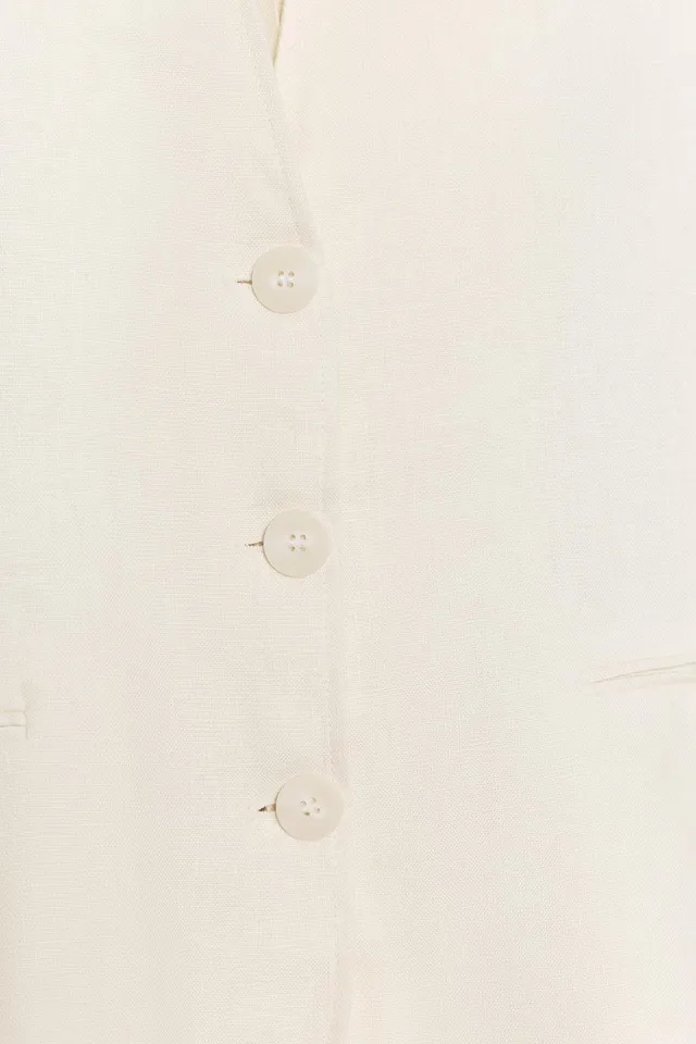 100% Linen Blazer with Faux Welt Pockets and Matching Buttons – image 8