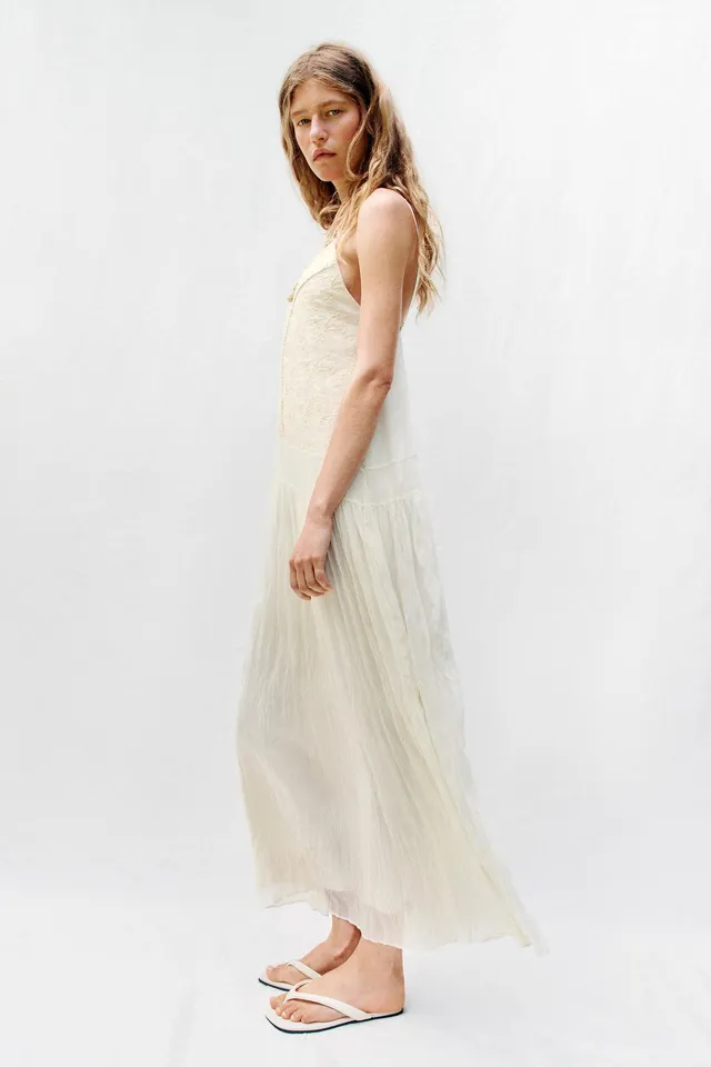 Long Embroidered Camisole Dress with Thin Adjustable Straps – image 4