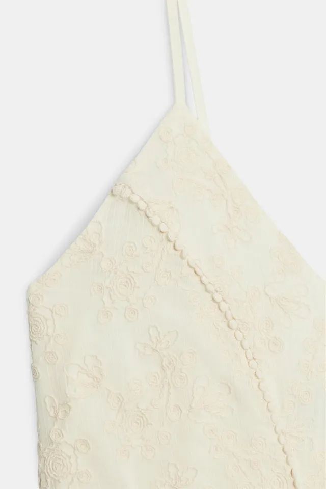 Long Embroidered Camisole Dress with Thin Adjustable Straps – image 8