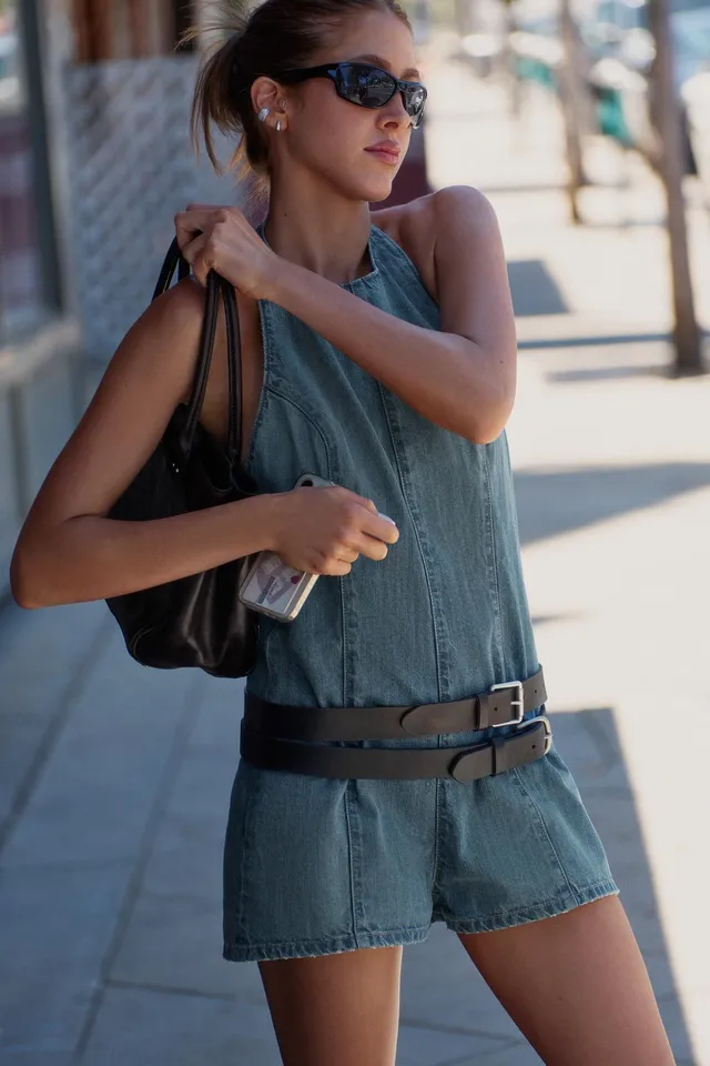 Halter Neck Denim Playsuit