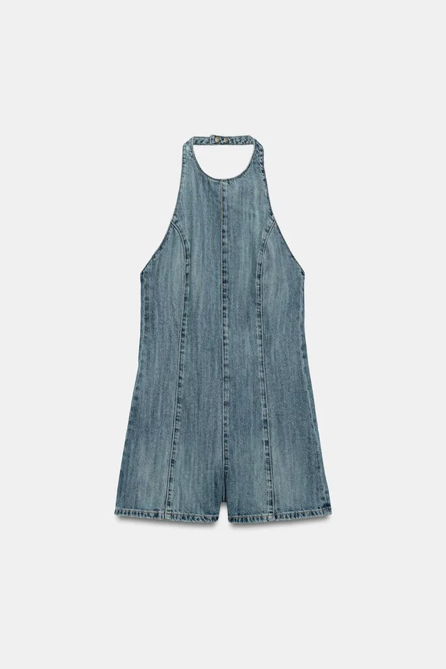 Halter Neck Denim Playsuit – image 4