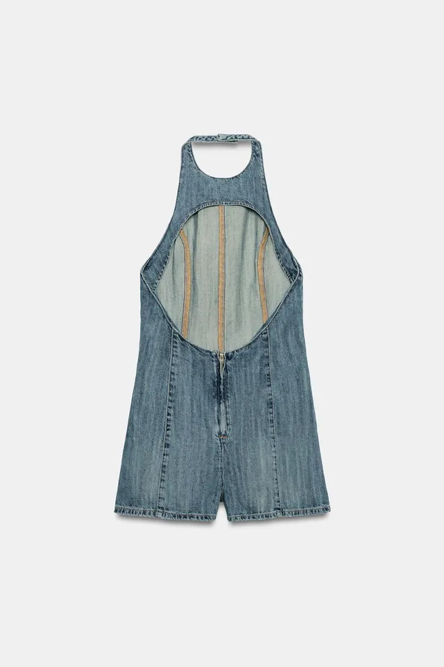 Halter Neck Denim Playsuit – image 5