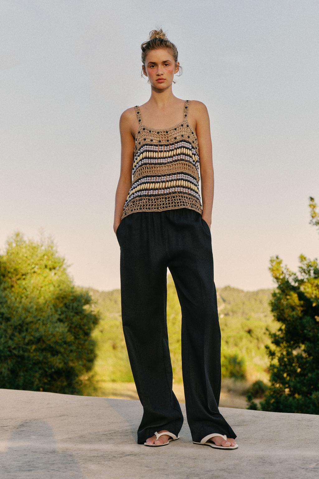 Linen Blend Straight Trousers