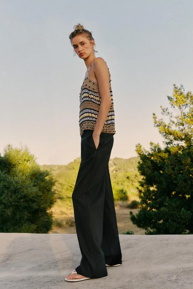 Linen Blend High-Waist Straight Leg Pull-On Trousers – image 4