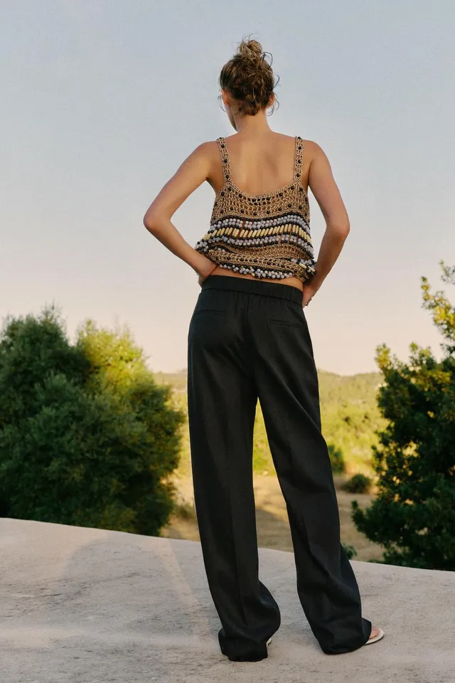 Linen Blend High-Waist Straight Leg Pull-On Trousers – image 5