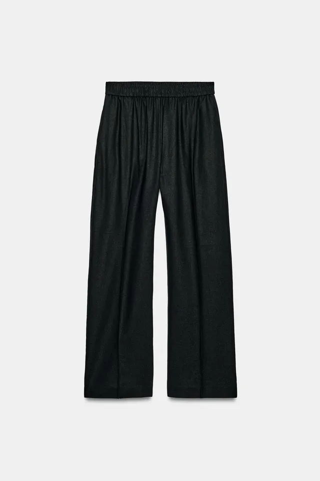 Linen Blend High-Waist Straight Leg Pull-On Trousers – image 6