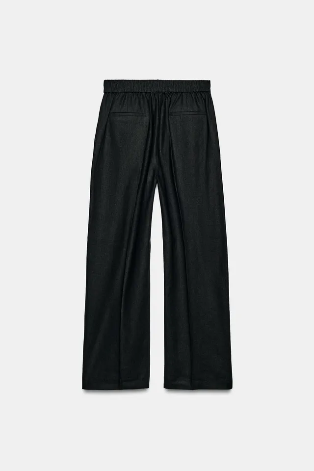 Linen Blend High-Waist Straight Leg Pull-On Trousers – image 7
