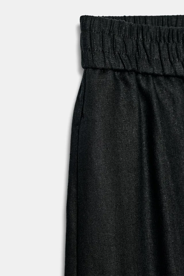 Linen Blend High-Waist Straight Leg Pull-On Trousers – image 8
